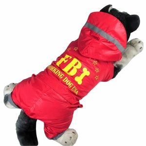 NEW Dog Raincoat S/M RED FBI Bone Working Dog NWOT